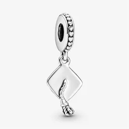 Ny ankomst 925 Sterling Silver Graduation Cap Dangle Charm Fit Original European Charm Armbandsmycken Tillbehör 2603