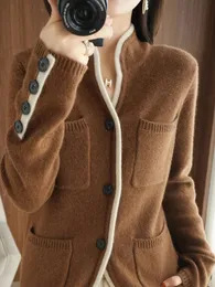 Swetry kobiet ciągnij mnóstwo manchesa lonues pour femmes cardigan en tricot polivalent haut Americain vintage kombinacja pour dames hiver nouveau 231205