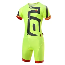 Fluo Yellow 2022 Summer Cycling Jersey Set Short Sleeve Bike Skinsuit Unisex Triathlon Invisible Zipper Tights Connection Cycling J193J