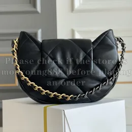 12A ترقية مرآة مصممي جودة 19 سلسلة Hobo Bag 25cm Womens أصلي جلدية مبطنة محفظة صغيرة الحفاظ على حقائب اليد السود