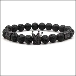 Charm-Armbänder Steinperlenarmband Lava verwitterter Achat Malachit Tigerauge sanfte Krone Zirkon Drop Lieferung Schmuck Dhanv