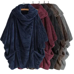 Chaquetas para mujer Tallas grandes Bolsillo Felpa Top Cortavientos para mujer Otoño Invierno Abrigo con capucha de gran tamaño Ropa de abrigo Jersey Chaqueta Mujer Paño 231204