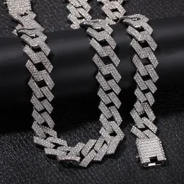 Iced Out Miami Cuban Link Chain Herren-Roségoldketten, dicke Halskette, Armband, modischer Hip-Hop-Schmuck, 205 m