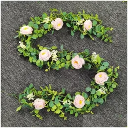 Decorative Flowers Wreaths Long-Lasting Artificial Roses Realistic Vine Elegant Rose Garland For Party Decoration Drop Delivery Home G Dhemg