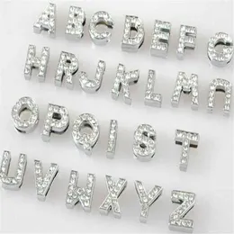 Cały 10 mm 130pcs partia a-z pełne rhinestones litery slajdów