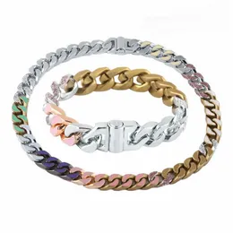 Europa America Moda Uomo Acciaio al titanio Iniziali V incise Smalto colorato Diamante Argento-Metallo Maglie a catena spessa Bracciale insaponato3142