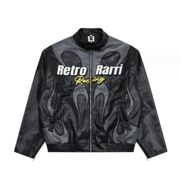 Manteaux d'extérieur pour hommes Cuir Faux Cuir Veste de moto hiphop rétro européenne et américaine High Street américaine ins veste de course pour hommes veste en cuir