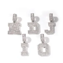 A-Z Single Solid Letters Big Zirkon Baguette Anhänger Hip Hop Gold Farbe Halskette Jewelry287k