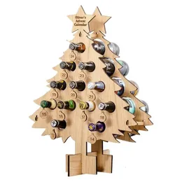 Tisch-Weinregale für Erwachsene, Adventsbaum, Weihnachts-Countdown, Weihnachts-Kalenderständer aus Holz, Baum 24 Tage 231205
