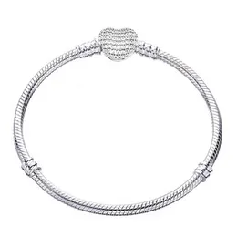 Original 100% 925 Sterling Silber Armband Armreif Charme Herz Schlange Kette Grundlegende Armbänder Pan Frauen DIY Marke Schmuck B199245F