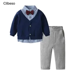 Clothing Sets Baby Boy Clothes Autumn Plaid TShirt Pants Suits born Infant Cotton Outfits 3 6 12 Months Kids Outwear 231204