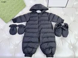 Varumärke småbarn jumpsuits huva nyfödda babykläder storlek 73-100 skarvning design spädbarn bodysuit och handske strumpor nov25