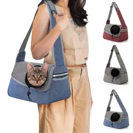 Porta-estilingue para cães pequenos, bolsa de transporte para cachorros com laterais macias, bolsa ajustável para animais de estimação para usar em viagens médias para cães e gatos, bolsa para cães para viagens, respirável