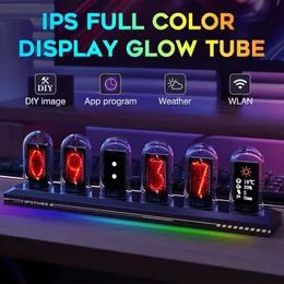 Relógios de mesa de mesa Nixie Tube Relógio Digital Glow Tube Relógio IPS Color Screen DIY Analog Tube Gaming Desktop Deco Caixa de luxo Embalagem para ideia de presente 231205