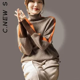 Kadın Sweaters Çeken Bir Col Roule Zarif Pour Femmes Bon Marche Tricots Vintage Pour Files Haut Feminin Nouveau 231205