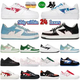 고품질 OG Bapestar Star Shoes 목욕 원숭이 플랫폼 트레이너 카모 핑크 상어 블랙 그레이 블랙 파텐트 가죽 흰색 남성 스케이트 보드 스케이트 보드 SK8 큰 크기 36-47