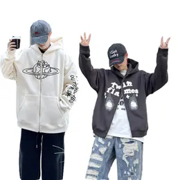 Designer hoodies trasiga planet skum bokstäver tryckta mäns och kvinnors hoodies lös slacks hip hop set trasig planet