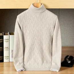 Men's Sweaters Pull en cachemire a la mode pour hommes et jeunes tricot jacquard a col haut pour documents solides haut de gamme grande taille S-4XL 5XL 231205