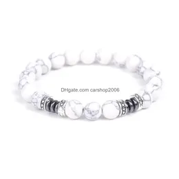 Bracciale in rilievo di 8 mm di pietra naturale lava occhio di tigre howlite ematite braccialetto per donna uomo Buddha energia yoga gioielli consegna di goccia braccialetto Dhp56