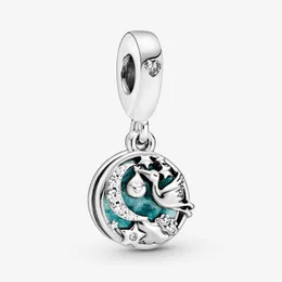 New Arrival 100% 925 Sterling Silver Stork & Twinkling Stars Dangle Charm Fit Original European Charm Bracelet Fashion Jewelry Acc264p