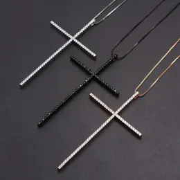 CZ Zircon Big Cross Netlace for Men Women Gift Punk Hip Hop Gold Silver Black Chain Necklace Deligion Jewelry Access269N