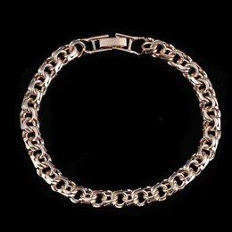 Braccialetti con ciondoli Bismark 585 Gioielli color oro rosa Una forma di tessitura Lunga 7 mm Catenaria a mano larga per uomini e donne 221114267s