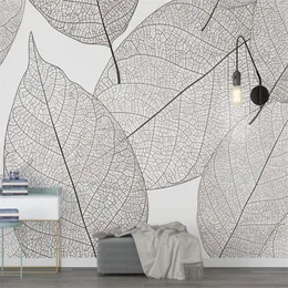 Niestandardowe tapety mural nowoczesne minimalistyczne żyły liści tekstury salon sypialnia tło dekoracje domu2218