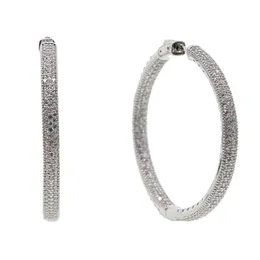 Nuevo pendiente de aro grande micro pavé cz 25mm 50mm 2 tamaños joyería de moda circonita cúbica Chapado en plata brillante joyería clásica 337T