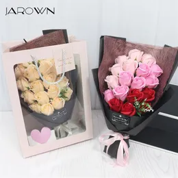 Jarown sabonete artificial flor rosa buquê sacos de presente dia dos namorados presente de aniversário natal casamento decoração de casa flor flores276v