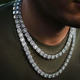 14K Sarı Altın Kümelenmiş Elmas Tenis Zinciri Gerçek Katı Buzlu Erkek 10mm Kübik Zirkon Taşları Bling Tenis Zinciri Hip Hop 18inch 2236n