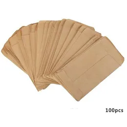 Planters Pots 100pcs Pack Kraft Paper Peed Peed Packets Mini Packets Garden Home Storage Bag Food Gip Hight261H