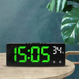 Skrivbordsklockor Voice Control Digital Alarm Clock Temperatur Dual Alarm Snooze Desktop Table Clock Night Mode 1224H LED Clock Watch 231205