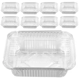 Nehmen Sie Container 20 PCs Aluminiumfolienpfannen mit Deckel Barbecue Packing Box Back Single -Verwendung -Boxen Kuchen