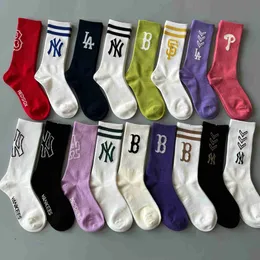 Мужские носки, чулочно-носочные изделия, четырехсезонные корейские китайские шикарные цветные спортивные женские носки теленка mlb
