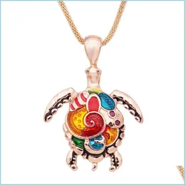 Pendant Necklaces Fashion Animal Turtle Necklace Pendants Bright Enamel Tortoise Mti Women Sea Jewelry Christmas Drop Delivery Jewelry Dhykb