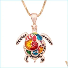 Colliers pendentifs Mode Animal Tortue Collier Pendentifs Émail Brillant Tortue Mti Femmes Mer Bijoux Noël Drop Livraison Bijoux Dhykb