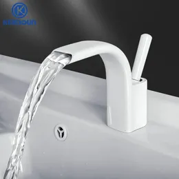 Altri rubinetti Docce Accessori Cascata Rubinetto per lavabo Miscelatore freddo Ottone Nero Oro Bagno Gru bianca Hardware per la casa 231204