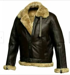 Men's Outerwear Coats Leather Faux Leather Leather Leisure three-dimensional patch pocket zipper lapel with plush and thickened men's leather jacket