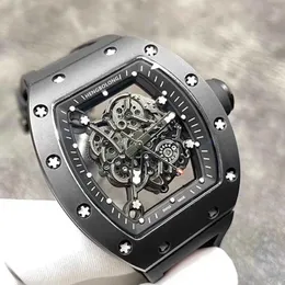 Richar Milles Horloge Zwitserse Automatische Horloges Luxe Milles Perspectief Bull Hollow Out Mechanisch Zwarte Samurai Heren Gepersonaliseerde Siliconen Tape Creati