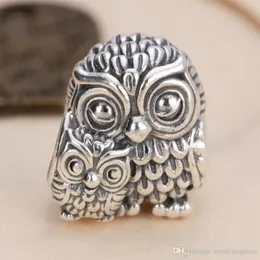 Breloques hibou en argent, perles d'animaux authentiques, perles sterling S925, adaptées aux bracelets de bijoux CH621312u