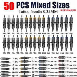 Tattoo Needles 50 mixed ink cartridges original cartridge tattoo needles RL RS RM M1 F disposable disinfection safety 231205