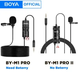 Mikrofony Boya Bym1 Probym1 Pro II 35 mm TRRS przewodowy mikrofon LaValier Lapel do smartfona PC Camera nagrywanie transmisji na żywo 231204