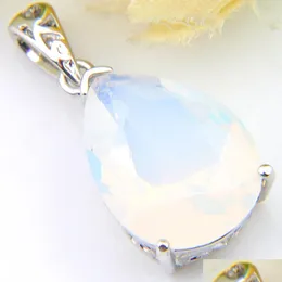 Pendant Necklaces Luckyshine Europe Jewelry Water Drop White Moonstone Gems Sier Necklaces Usa Israel Wedding Engagement Pendant Add D Dhzbp