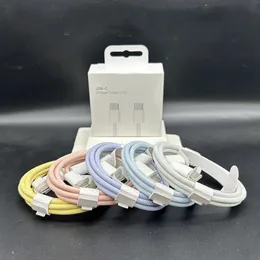 Кабели OEM-качества 60 Вт PD для iPhone 15 pro max Быстрая зарядка 1 м 3 фута Плетеный кабель USB C to Type C Шнуры для зарядки Шнур для быстрой зарядки iPhone Кабель для передачи данных Цветной