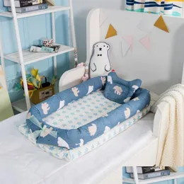 베이비 침대 침대 라운지를위한 휴대용베이스 시넷 신생아 침대 통기성 및 베개와 함께 수면 둥지 2360 드롭 배달 어린이 출산 간호사 DH0PF