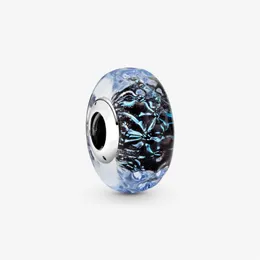 Yeni Varış 925 STERLING Gümüş Dalgalı Koyu Mavi Murano Cam Okyanus Tahıl Fit Orijinal Avrupa Cazibesi Bilezik Mücevher Mücevher Acces218t