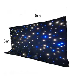 3x6m اللون الأزرق الأبيض LED Star Star Curtain Party Decoration Cloth Backdrop مع وحدة تحكم الإضاءة DMX512 لحفل الزفاف 242p