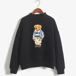 Kadın Hoodies Retro Kadınlar Sonbahar/Kış Sıcak Ayı Baskılı Sweatshirt Seatshirt Pullover Hoodie Lüks Tasarımcı Sweatshirt Sudadera Mujer 231205