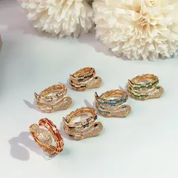 Snake Ring Color Classic Fashion Party sieraden voor vrouwen Rose Gold bruiloft Luxe Volledige boren Snake Open maat Ringen Shi298i