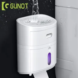 GUNOT UV Sterilization Toilet Paper Holder Portable Hygienic Paper Dispenser Bathroom Storage Box Home Bathroom Accessories T20042228r